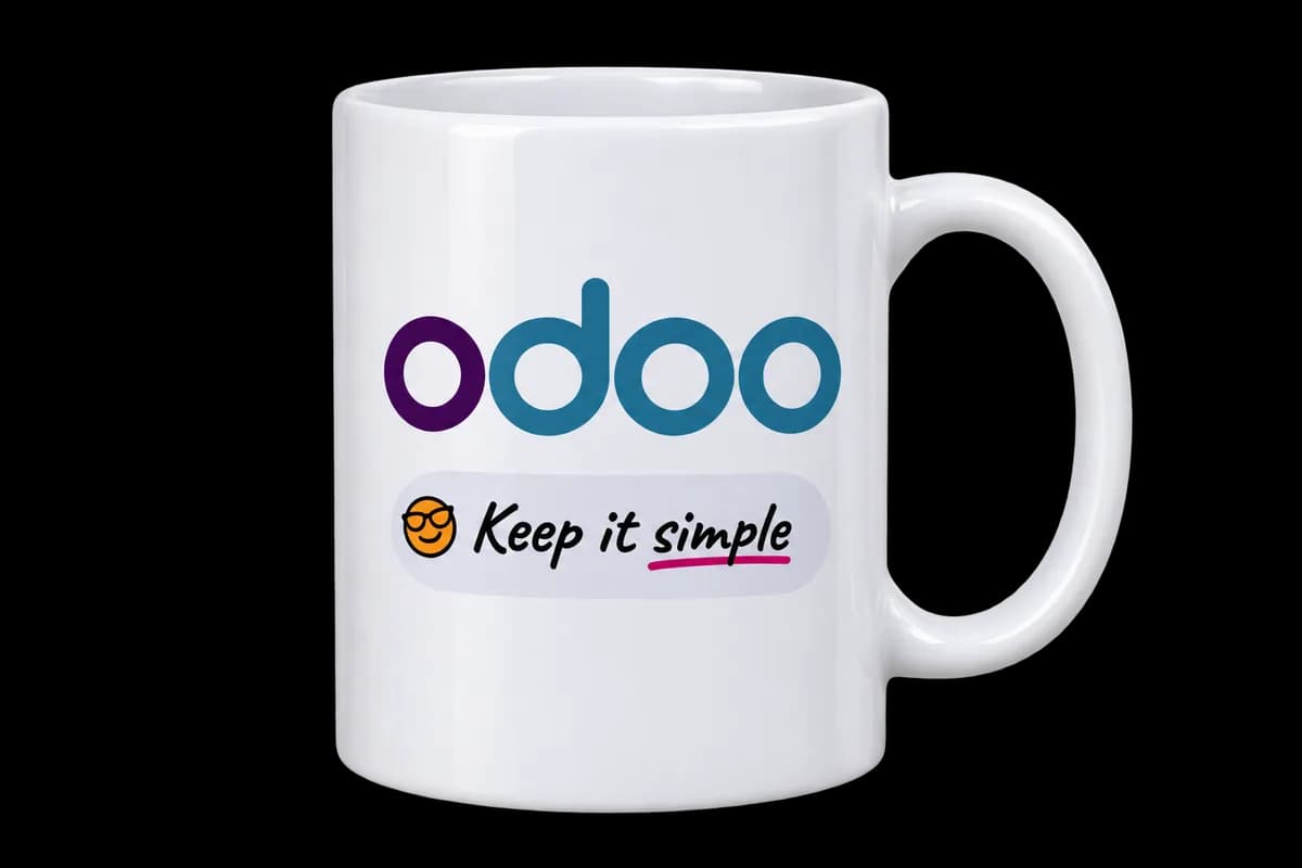 Odoo mug with the words Keep it simple